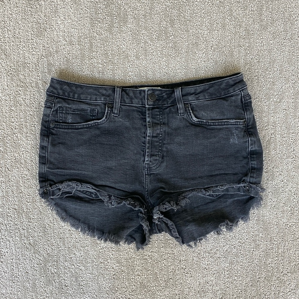 Forever 21 Distressed Black Jean Denim Shorts
